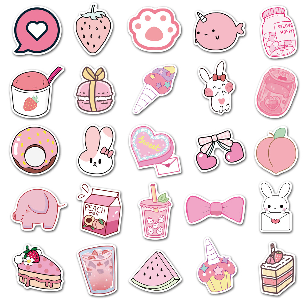 50 miếng dán trang trí họa tiết hoạt hình xinh xắn chống thấm nước
