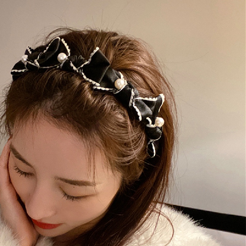 Cài tóc Haimeikang phối vải đính ngọc trai thời trang dành cho nữ