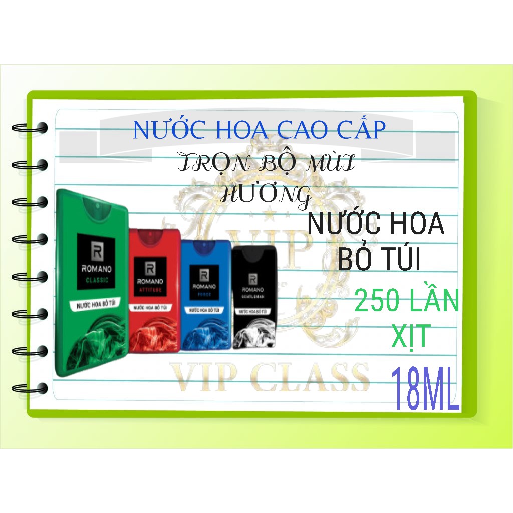 ROMANO_ NƯỚC HOA BỎ TÚI 18ML TIỆN DỤNG.