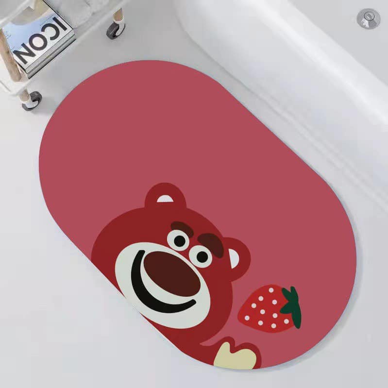 combo 2 thảm lau chân thấm nước chống trượt nhà tắm nhà bếp gấu LOTUS hồng chùi chân hút nước siêu dày đế cao su loại 1