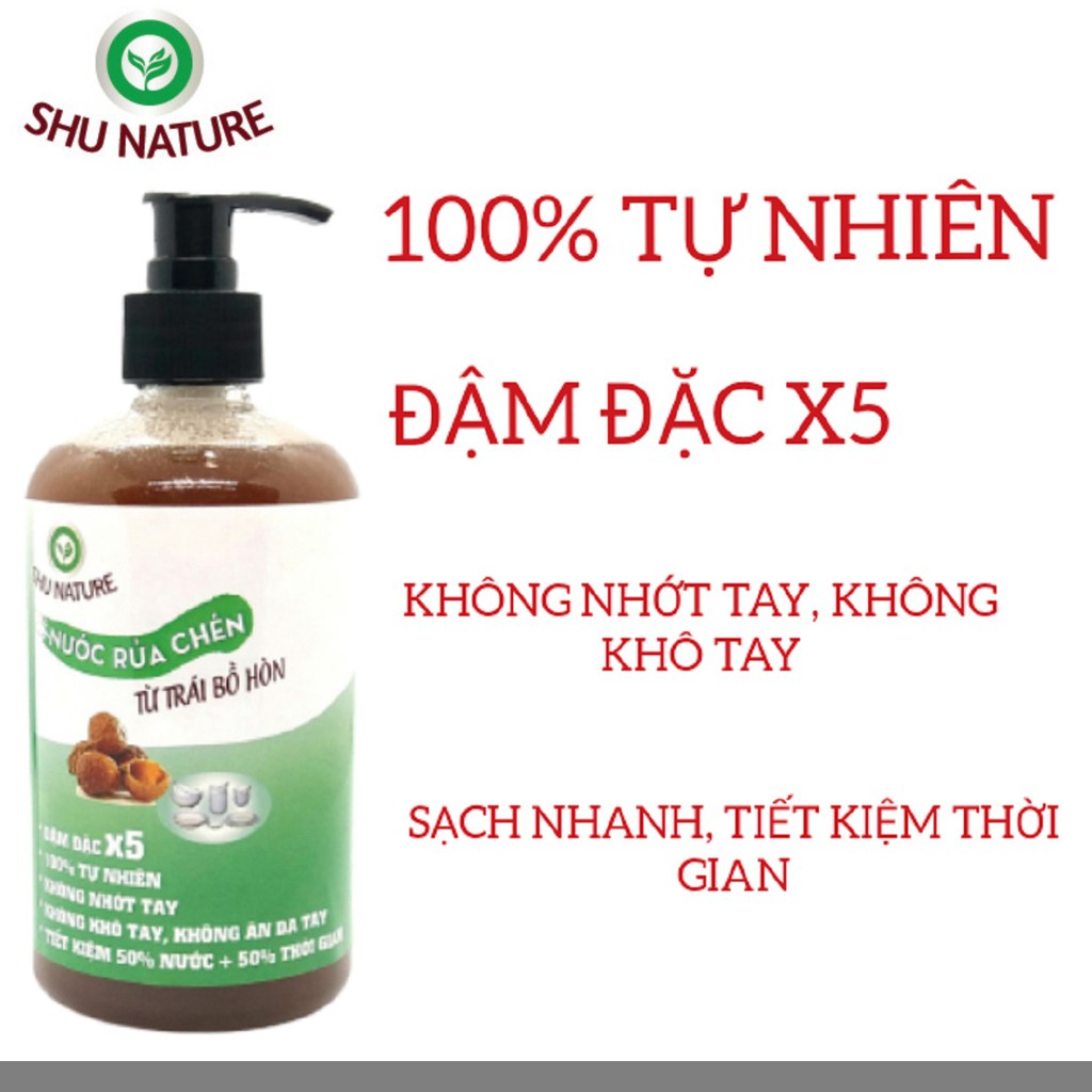 Nước rửa chén hữu cơ, nước rửa bình sữa SHU NATURE,100% thiên nhiên từ trái bồ hòn, mùi tự nhiên