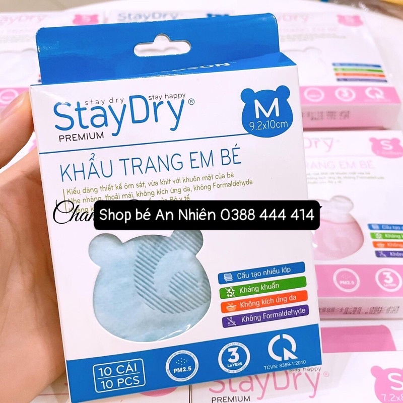 Khẩu trang staydry cho bé set 10 cái