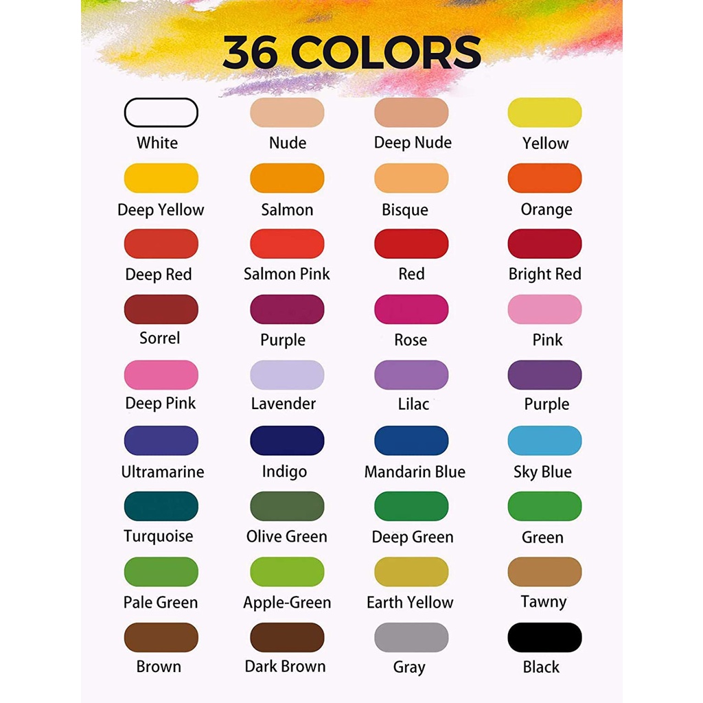 Bộ Màu Nước Himi 36 Màu Solid Water Color Set Sắc Màu Sống Động