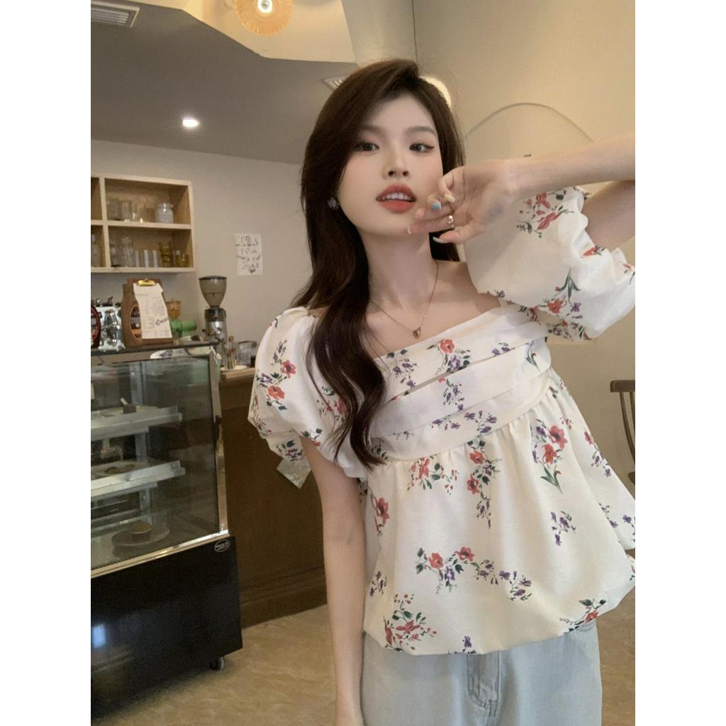 Áo Hoa Trễ Vai Dáng Ngắn Thời Trang Quyến Rũ 63453