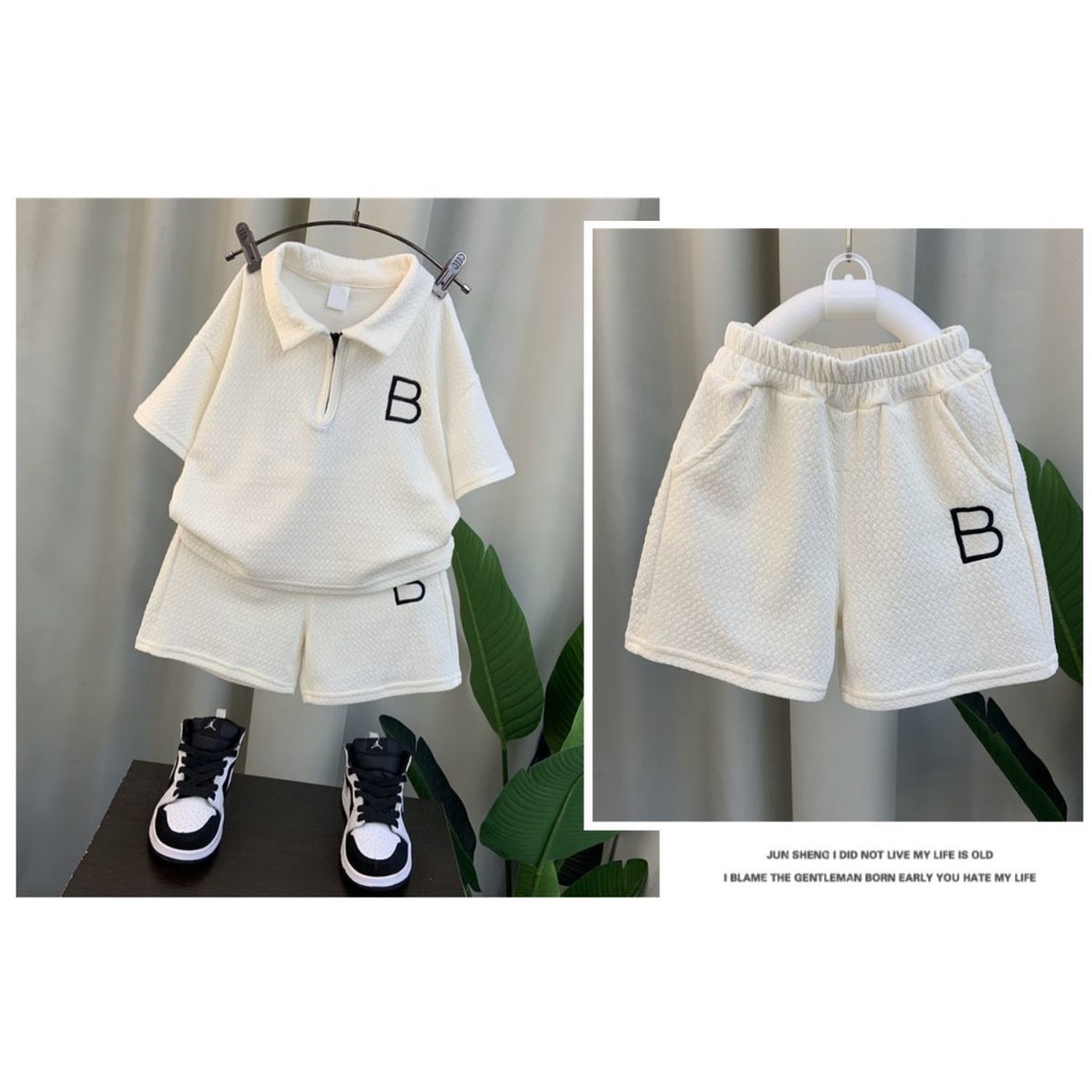 [Bán Chạy] Set Áo Thun polo Tay Ngắn Và Quần Ngắn Thời Trang Đẹp Trai Phong Cách Đường Phố Cá Tính Cho Bé Trai