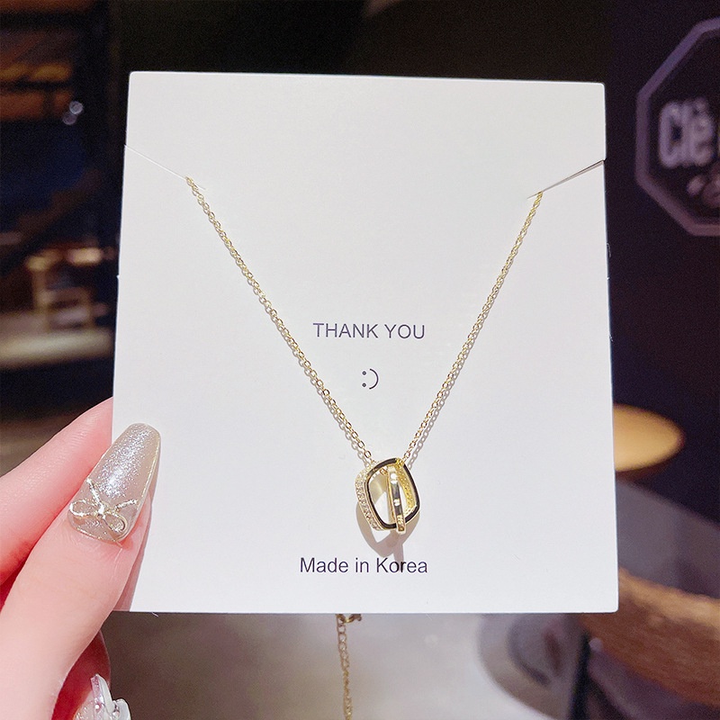 Dây Chuyền Thép Titan Mặt Vuông Đính Đá Zircon Đơn Giản Thời Trang