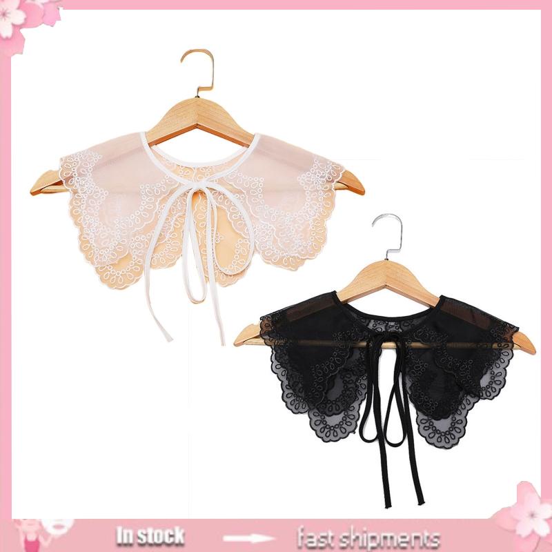 Yoioi Khăn Choàng Cổ Hai Lớp Phối Ren Và Nơ Có Thể Tháo Rời Cho Nữ