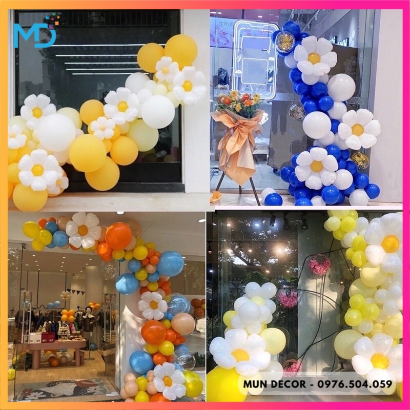 Bong Bóng Hoa Cúc Mặt Cười Trang Trí Sinh Nhật Decor Phong Cách Hàn Quốc