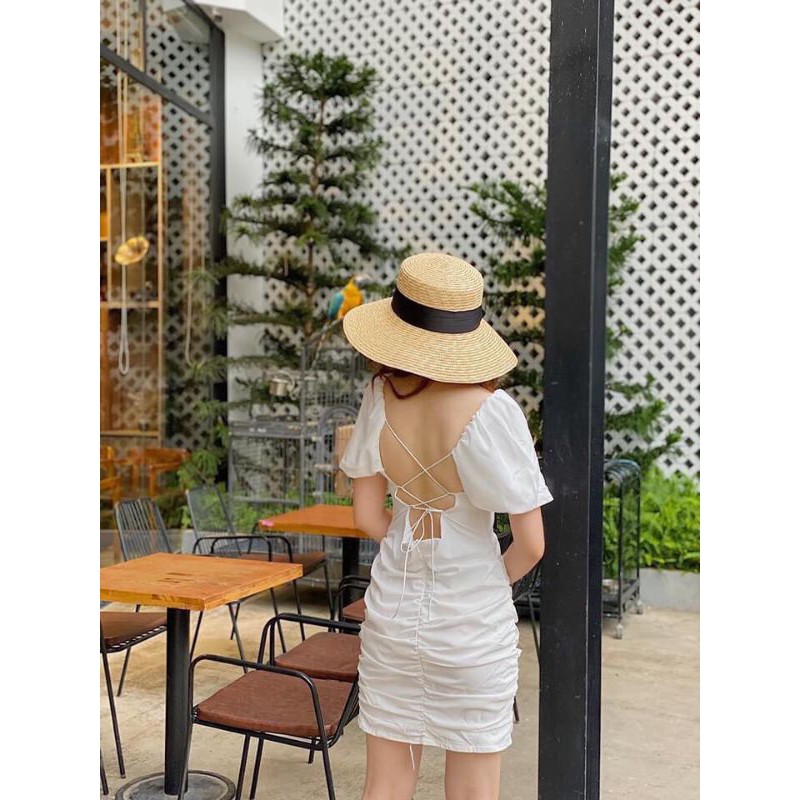 ĐẦM BODY HỞ LƯNG ĐAN DÂY NHÚN EO