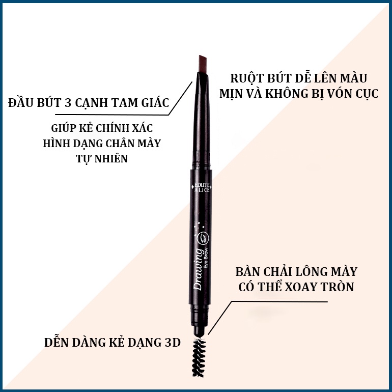 Chì kẻ mày 2 đầu, Chì kẻ lông mày cao cấp bền màu chống nước với 5 màu tùy chọn hỗ trợ trang điểm