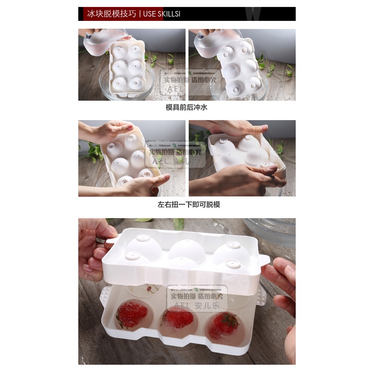 Khuôn Làm Đá 6 Ngăn Hình Tròn Tiện Lợi