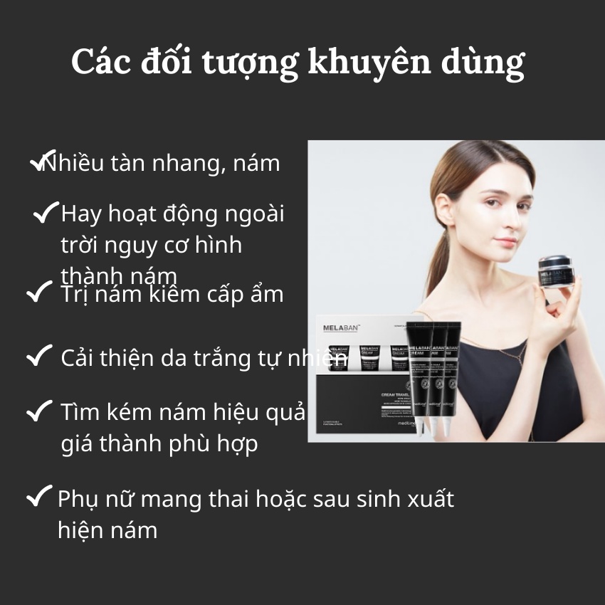 Set Nám Tàn Nhang Melaban Mini Trắng Da Cấp Ẩm Meditime Cream 15gx3 - KOBE YOUNG
