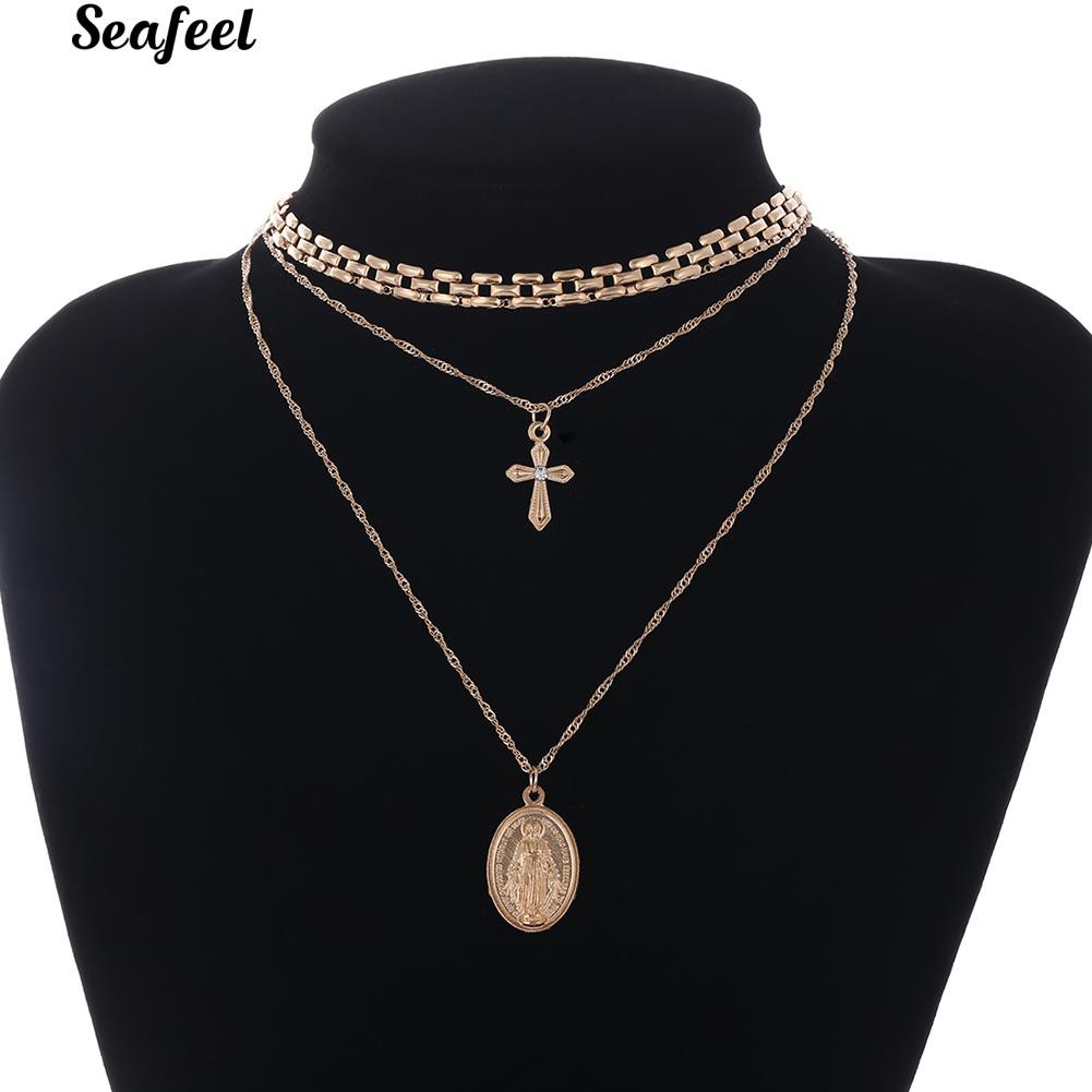 Vòng cổ choker hình thánh giá nhiều lớp