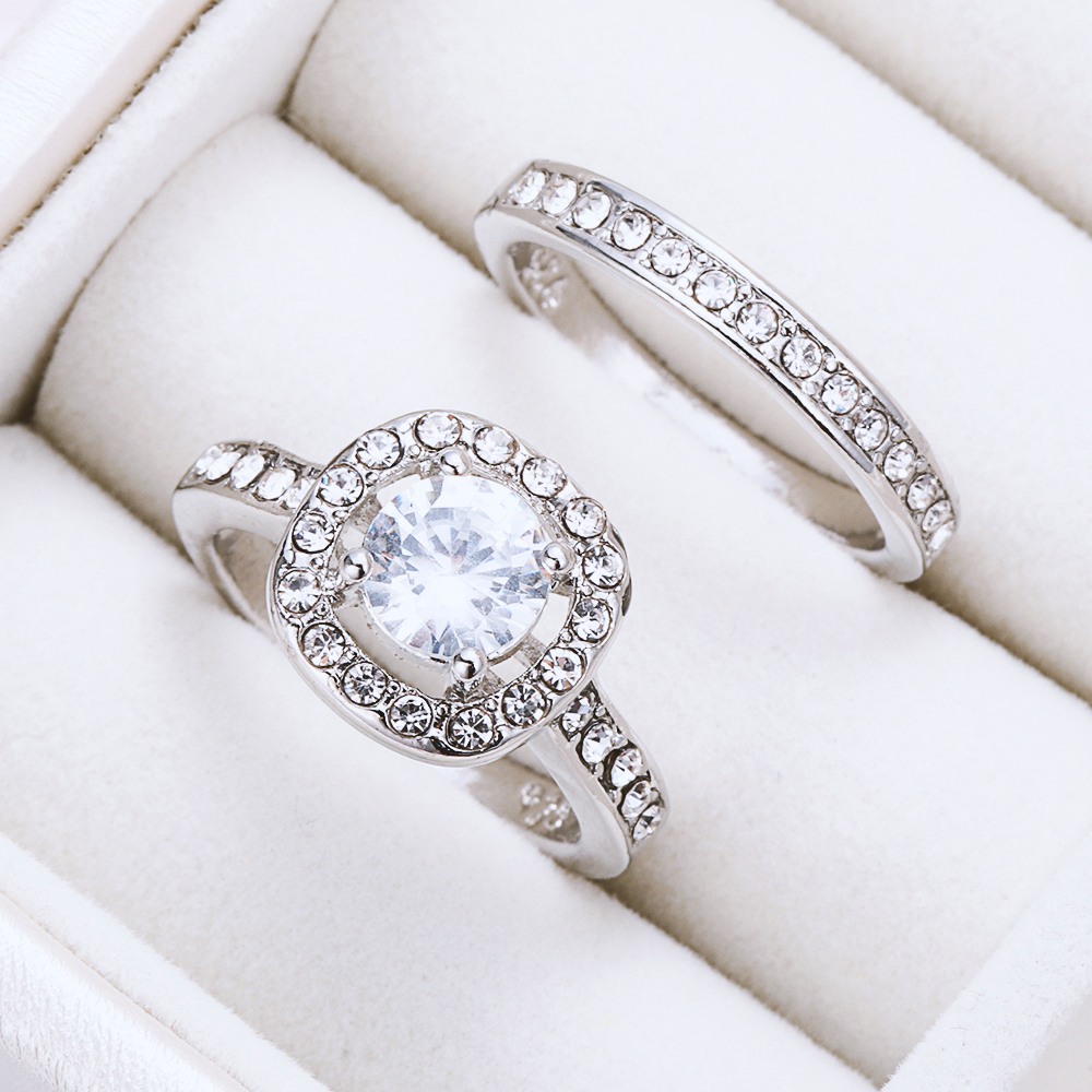Bộ Nhẫn Đính Đá Sapphire Trắng Thời Trang Làm Quà Tặng Valentine/Valentine| Vòng Cổ ĐíNh Đá Sang TrọNg