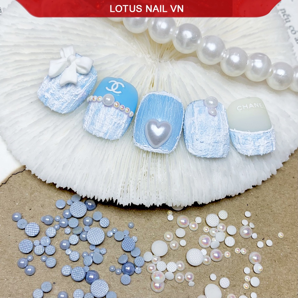 Ngọc trai nail, ngọc trai nửa YHB cao cấp đính móng khay mix đủ size, đủ màu