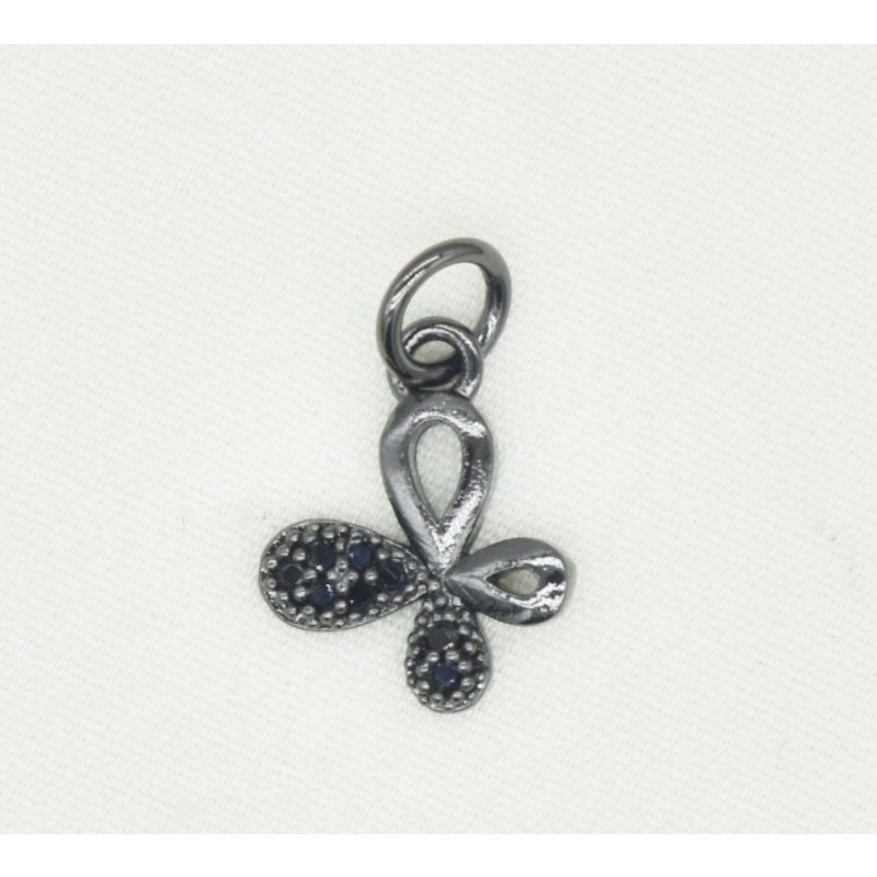 Hồ Điệp Nơ treo nhỏ đính đá - Charm Phụ kiện trang sức xâu vòng tay phong thuỷ nam nữ, chuỗi hạt kim loại đồng zircon