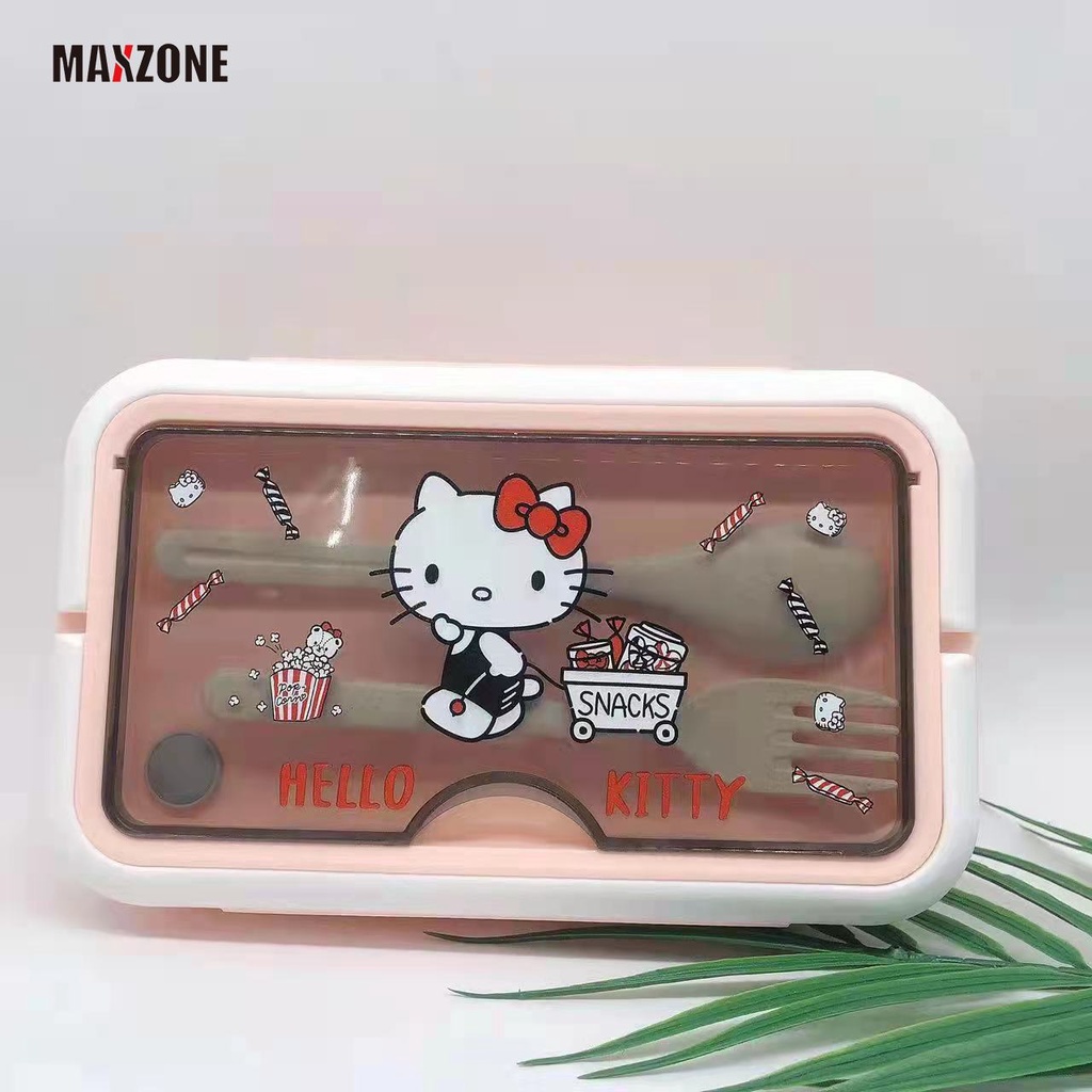 Hộp Cơm Trưa Hai Tầng Sức Chứa Lớn Hình Cinnamoroll My Melody Kuromi Anime Sanrioed Kèm Dao Nĩa Cho Học Sinh