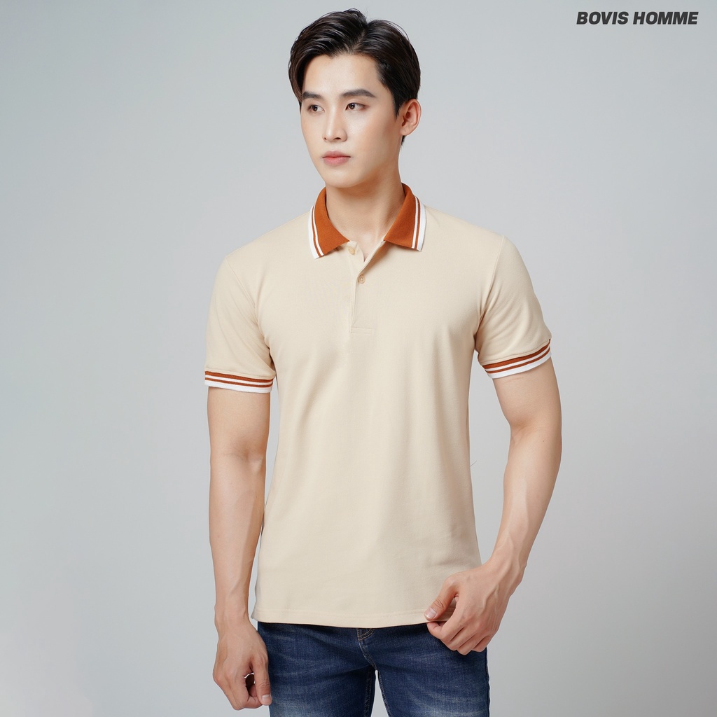 Áo Polo nam trơn Bovis Homme, nhiều màu, phom Slim-Fit vừa vặn giúp ôm dáng, chất cotton mềm mịn, thấm hút mồ hôi.