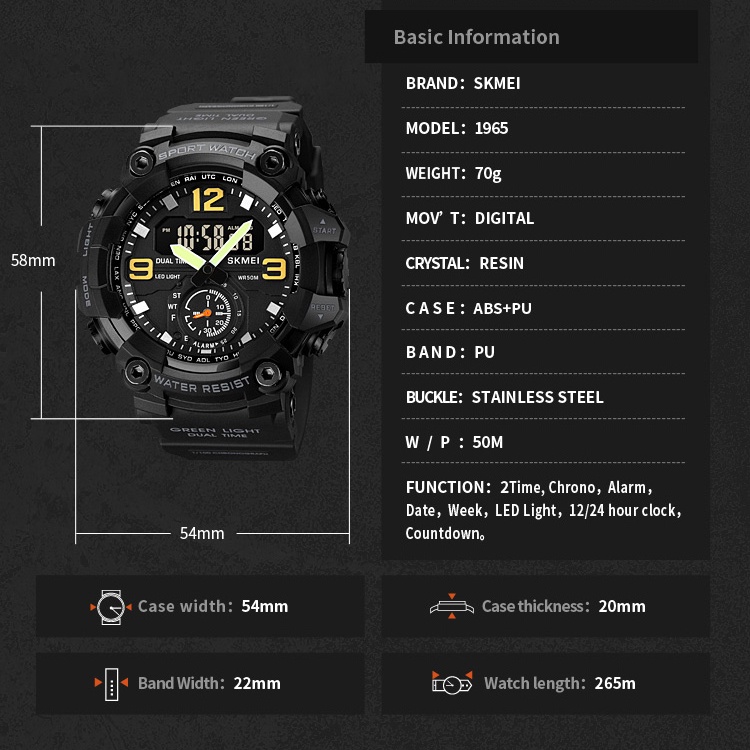 Đồng Hồ Điện Tử Thể Thao SKMEI Chống Nước 3 Lần