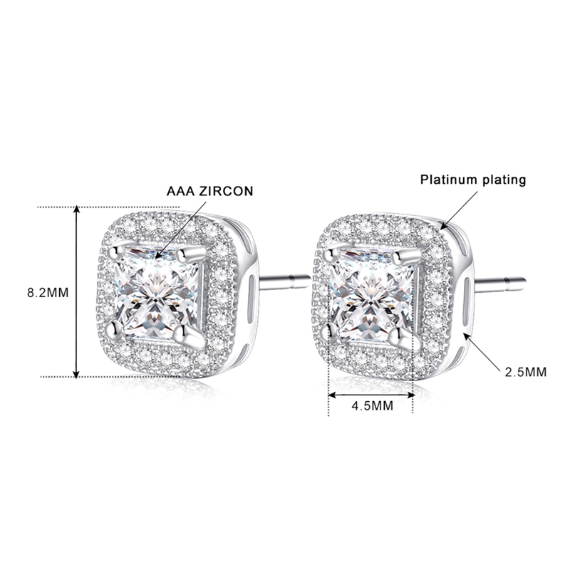 Khuyên tai mạ vàng trắng đính đá CZ thời trang