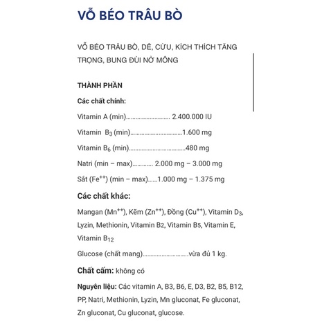 Vỗ béo trâu bò 1kg