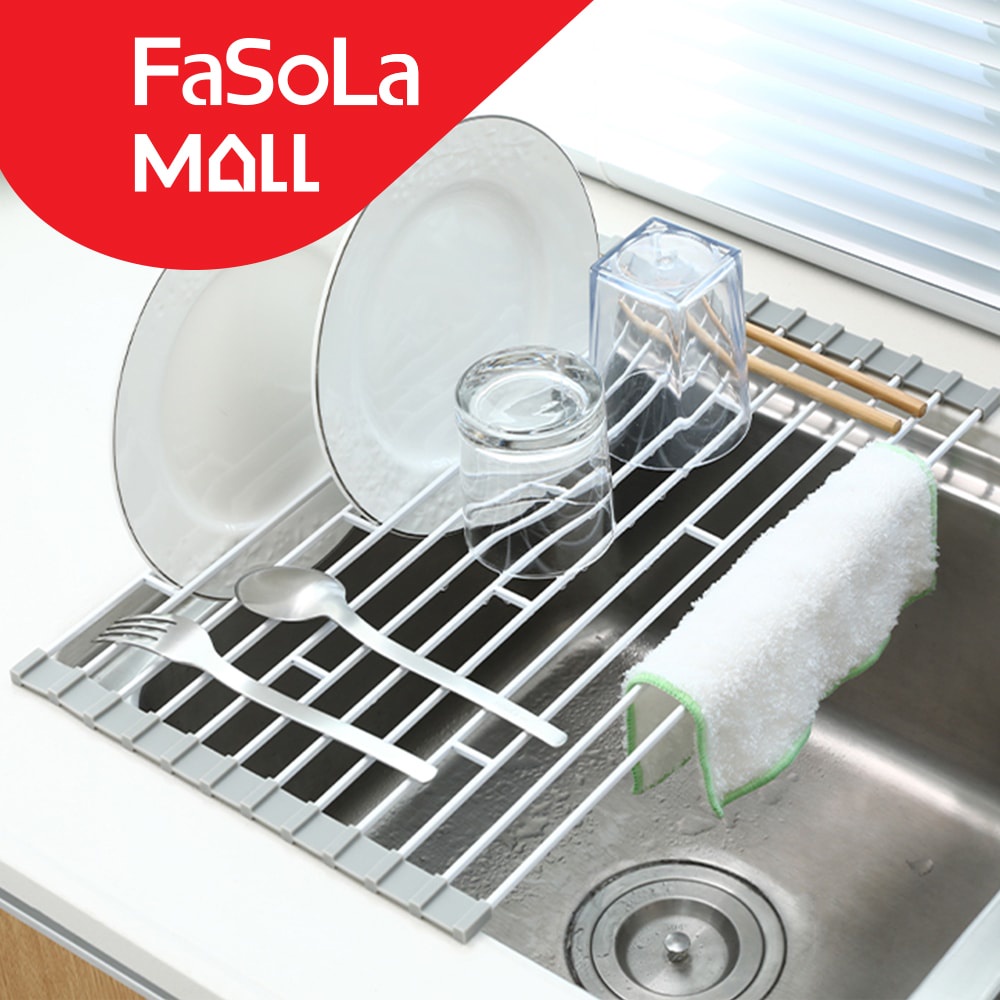 Giá gác lavabo phơi, úp chén đĩa gấp gọn FASOLA FSLYF-014C