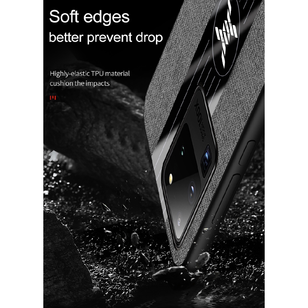 Ốp điện thoại dẻo phủ vải siêu mỏng kèm nhẫn đỡ cho SAMSUNG GALAXY S20 ULTRA S20+ NOTE 10 LITE NOTE 20 9 8