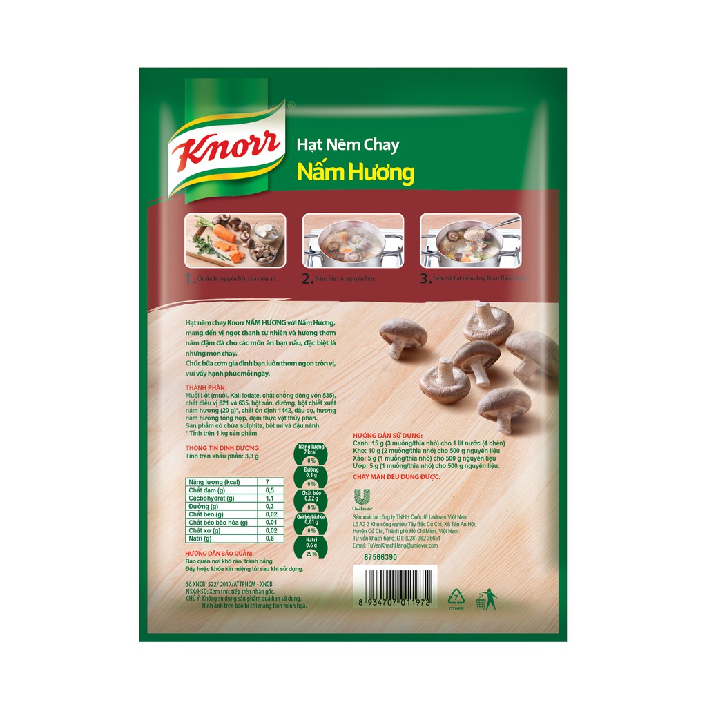 [Mã FMCGMALL giảm 8% đơn 250K] Knorr Hạt Nêm Chay Nấm Hương 170g | BigBuy360 - bigbuy360.vn