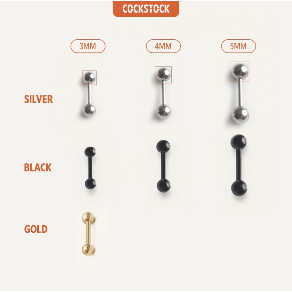 Khuyên tai thẳng 2 đầu bi thân dài (Long Marbles)