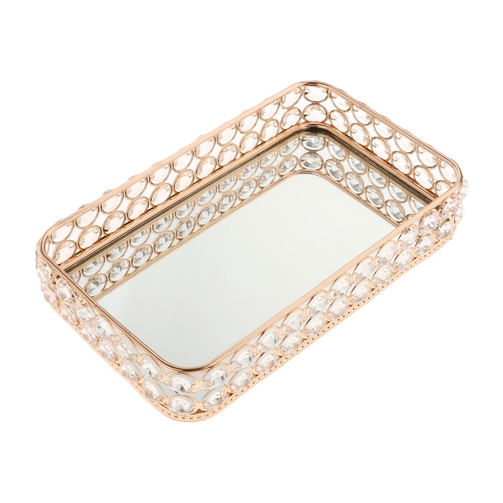 Hình Chữ Nhật Gương Gương Pha Lê Mỹ Phẩm Khay Bàn Trang Trí Trang Sức Nước Hoa Trang Trí Trang Trí Nước Hoa Trang Điểm Lưu Trữ Người Tổ Chức Phục Vụ Khay Bánh Đĩa Tealight