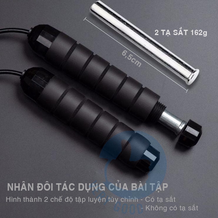 Dây nhảy thể dục lõi nhựa, lõi thép, đếm số cao cấp 2,9m (kèm tạ) - Dụng cụ tập nhảy giúp giảm cân tăng cường sức khỏe