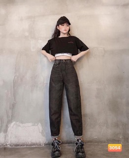 🔥Set Bộ Baggy Xám + Set Áo Croptop