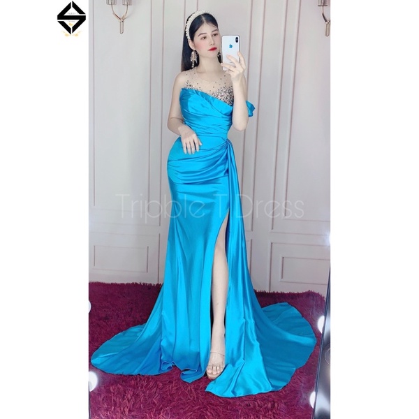 Đầm maxi body dạ hội kim sa rớt vai cao cấp TRIPBLE T DRESS - size M/L - MS142Y