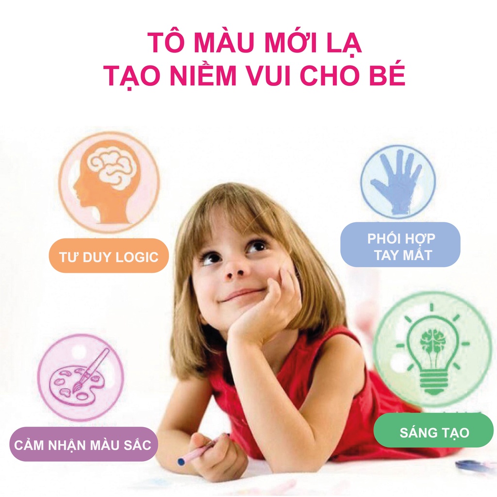 Tranh tô màu cho bé tự xoá thần kỳ nhiều chủ đề Leboo Kids, tái sử dụng nhiều lần quà tặng cho bé trai bé gái