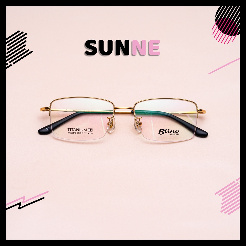 Gọng Kính Cận Kim Loại Cao Cấp BLINO Sunne 19005 - Gọng Kính Cận Vuông Nam Màu Vàng