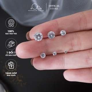 Khuyên tai bạc nữ bông tai bạc bấm nụ đính đá moonsilver