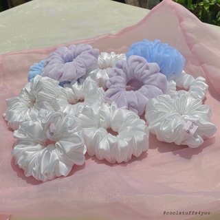 SIZE 12cm | Cột Tóc Scrunchies LỤA TRẮNG☁️ Vải Mịn ♡ CHERRYSUMMER