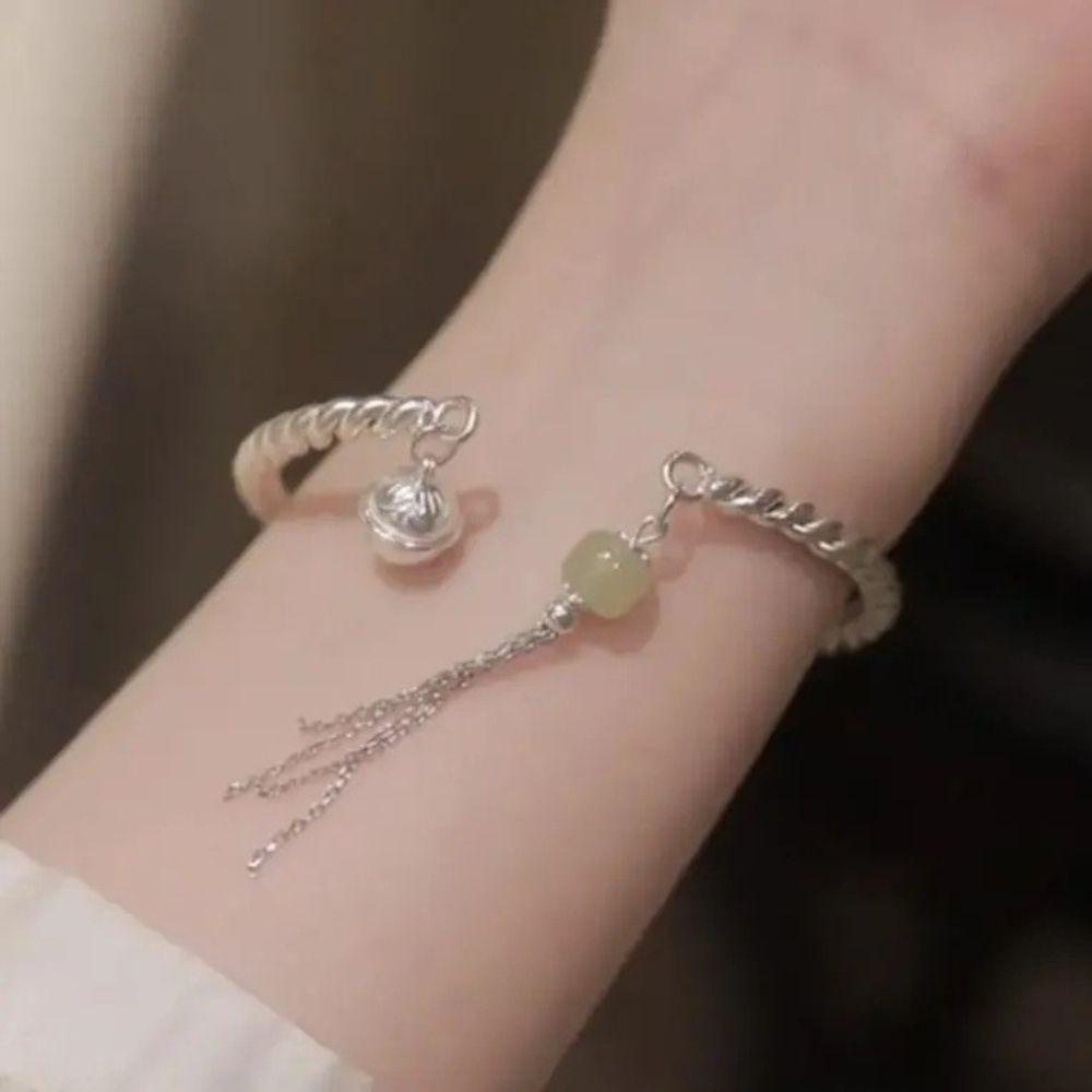 Mocho1 Hetian Chalcedony Vòng Đeo Tay Cổ Điển Một Bước Thời Gian Làm Quà Tặng Phong Cách Trung Hoa Cho Cô Dâu