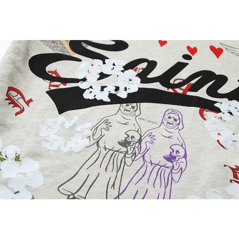 Hàng Bán Chạy SAINT DENIM Xé Áo Hoodie Thể Thao Cotton Tay Dài Plus Size Cho Nam Và Nữ