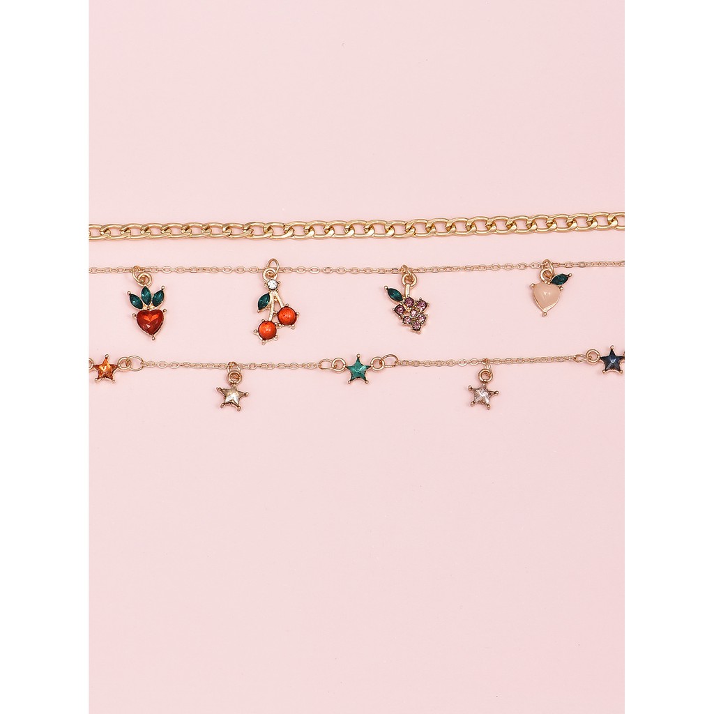 Set 3 Lắc Chân Nhiều Màu Sắc Thiết Kế Xinh Xắn Đáng Yêu Cho Nữ