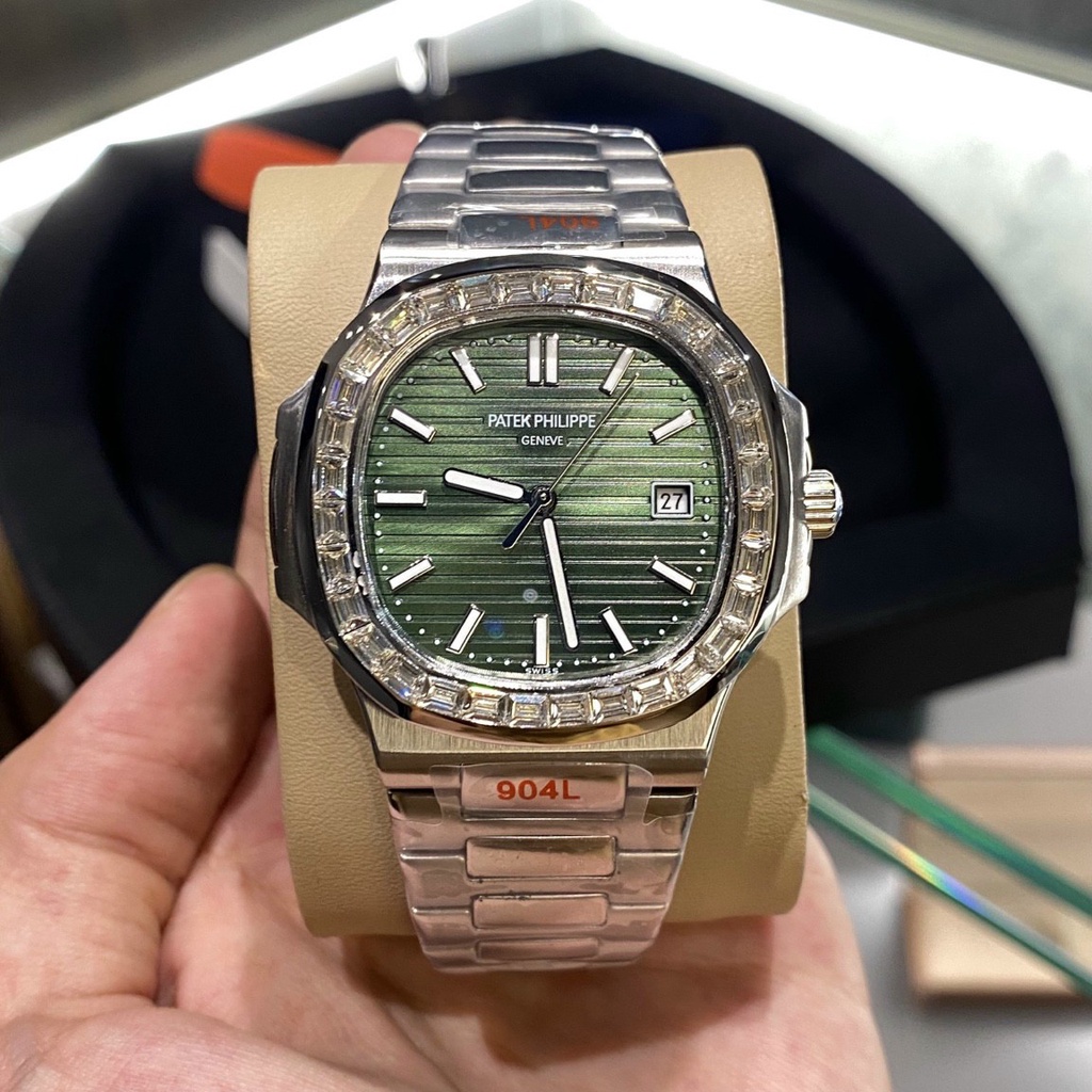 Đồng hồ Nam Ptk máy nhật chạy cơ Automatic vuông vành đá vuông size 41mm dây kim loại kim có dạ quang