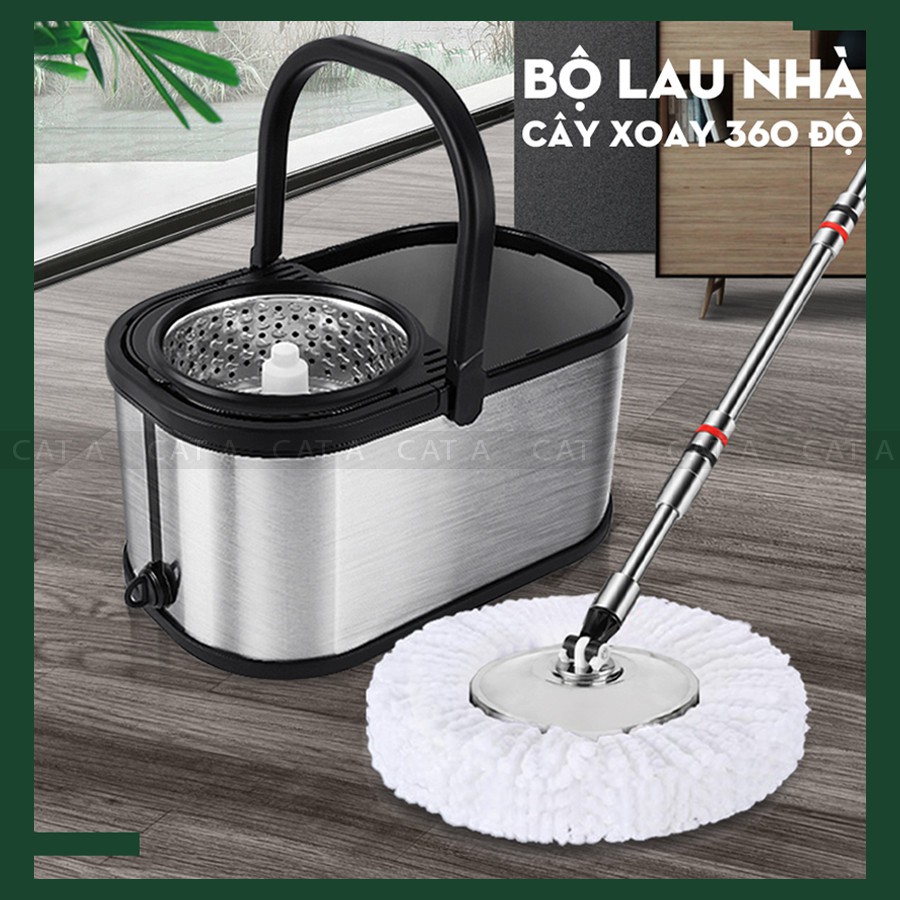 CHỔI LAU NHÀ THÔNG MINH 360 ĐỘ - INOX CAO CẤP THẾ HỆ MỚI - CÂY LAU NHÀ CHẾ ĐỘ TỰ VẮT