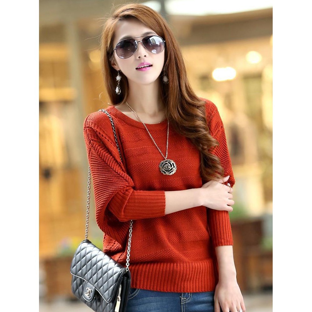 Áo Sweater Tay Dài Cánh Dơi Mỏng Kiểu Hàn Quốc Xinh Xắn Cho Nữ