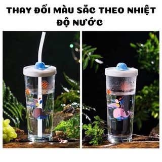 Cốc thuỷ tinh cao cấp Luminarc đổi màu kèm ống hút