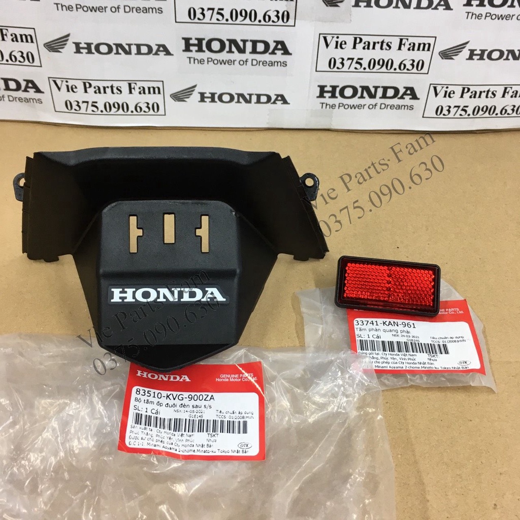 Combo Ốp đuôi  và tấm phản quang AB đời đầu/ Air Blade 2007-2008-2009-2010, chính hiệu Honda Motor VN mới 100%