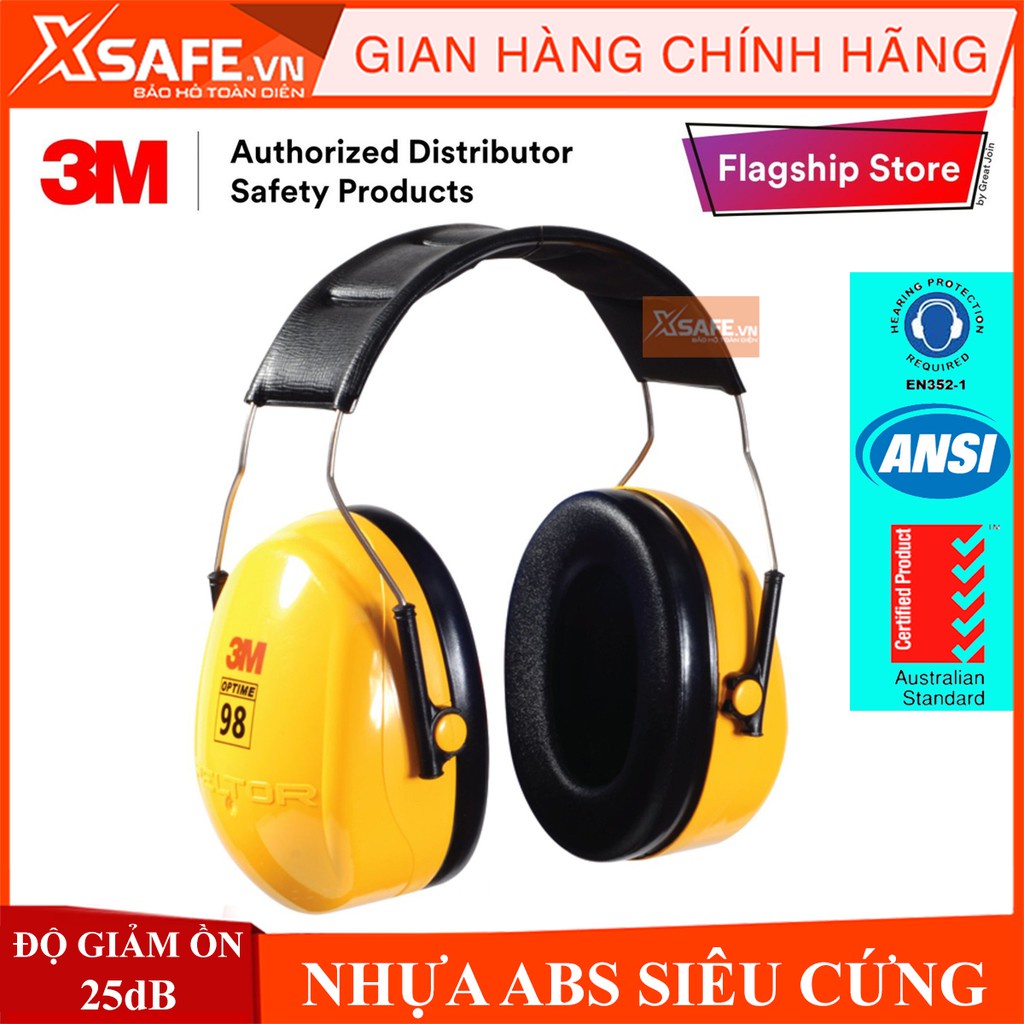 Chụp tai chống ồn 3M H9A đeo qua đầu, độ giảm ồn 25dB, ôm kín khít vành tai người dùng