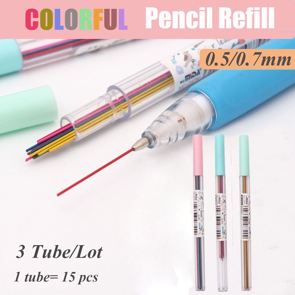 Set 15 Ruột Bút Chì 0.5 / 0.7 mm Nhiều Màu Sắc