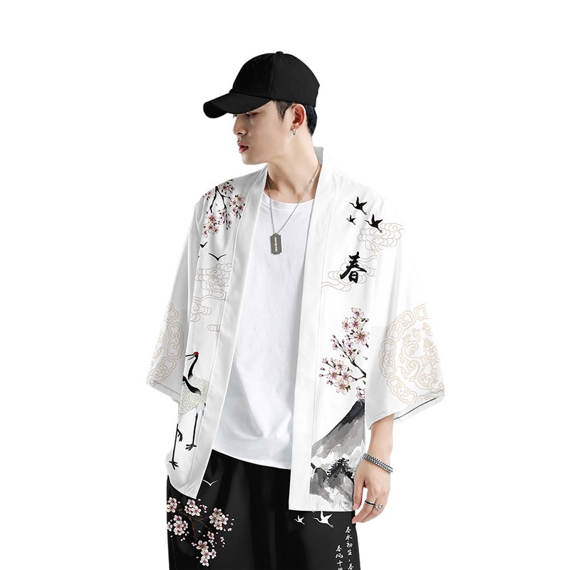 Set Áo Khoác Kimono + Quần Dài Dáng Rộng Phong Cách Nhật Bản Thời Trang Cho Nam Và Nữ Size S-5XL