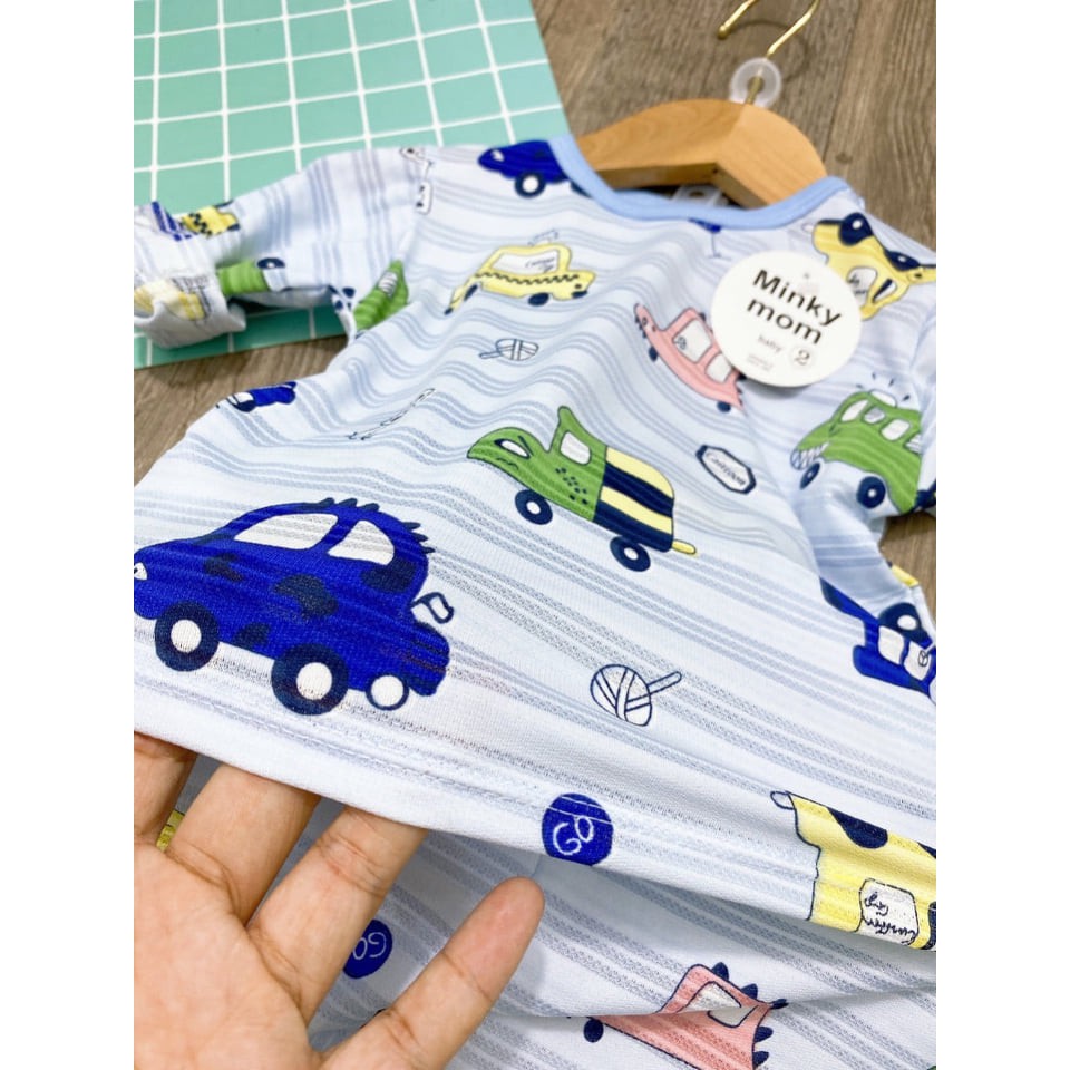 (Được lựa mẫu) Bộ quần áo dài tay Minky mom họa tiết ngộ nghĩnh chất cotton giấy thái siêu đẹp cho bé trai, bé gái