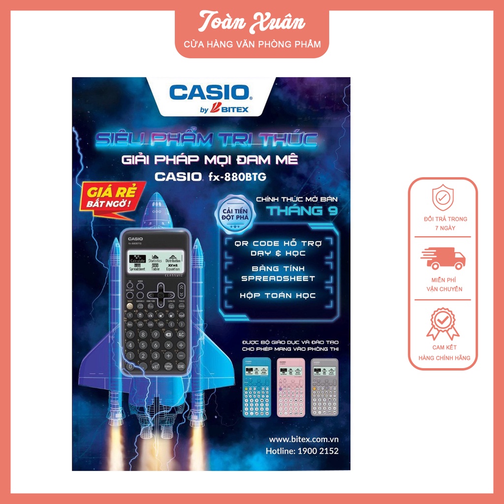 Máy Tính Casio FX 880 BTG Chính Hãng BH 7 năm.